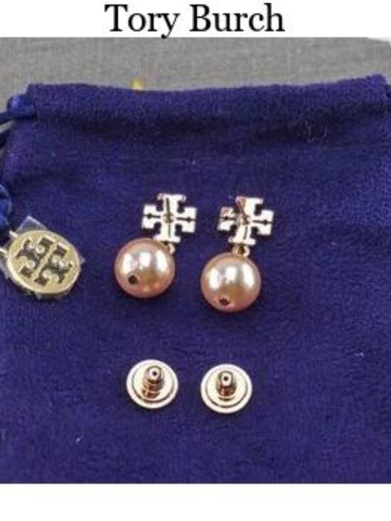 Kira Pave Pearl Drop Earring, Rose Gold/Pearl | Tory Burch KW Tory Burch Kira Pavé Pearl Drop Earrings Rose Gold